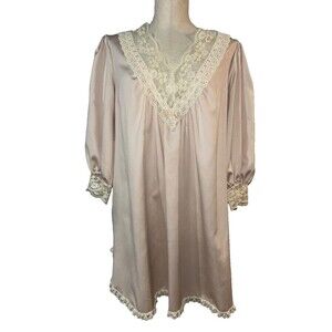 Christian Dior Women’s Vintage Satin Lace Trim Nightgown Babydoll Coquette